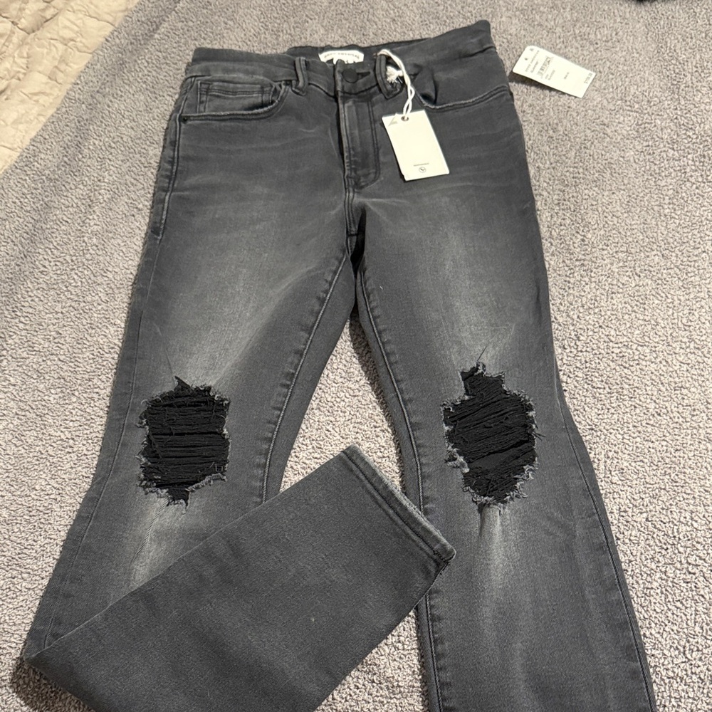 Good American Black Distressed Skinny Jeans
